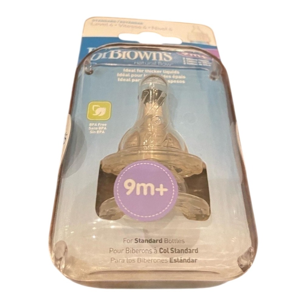 Dr. Brown's Bottle Nipples Kids 9m+ Clear NEW Level 4 Standard 3-Pack 6-Count